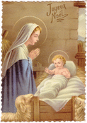 Marie et l'Enfant Jésus dans la crèche